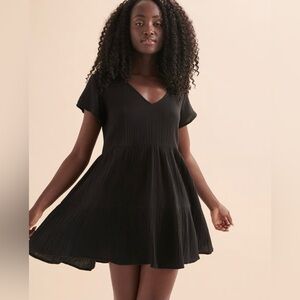 Rip Curl PREMIUM SURF Short Sleeve Black Mini Dress M